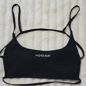 Pachee Bum Black Ribbed Muscle Tee Bralette